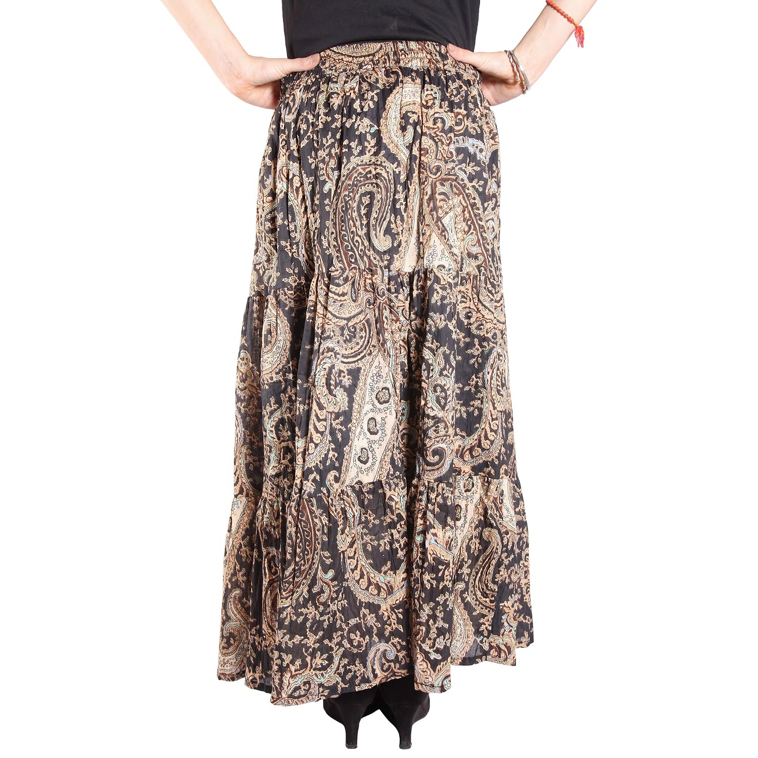 cotton breeze women's cotton a-line skirt (black)