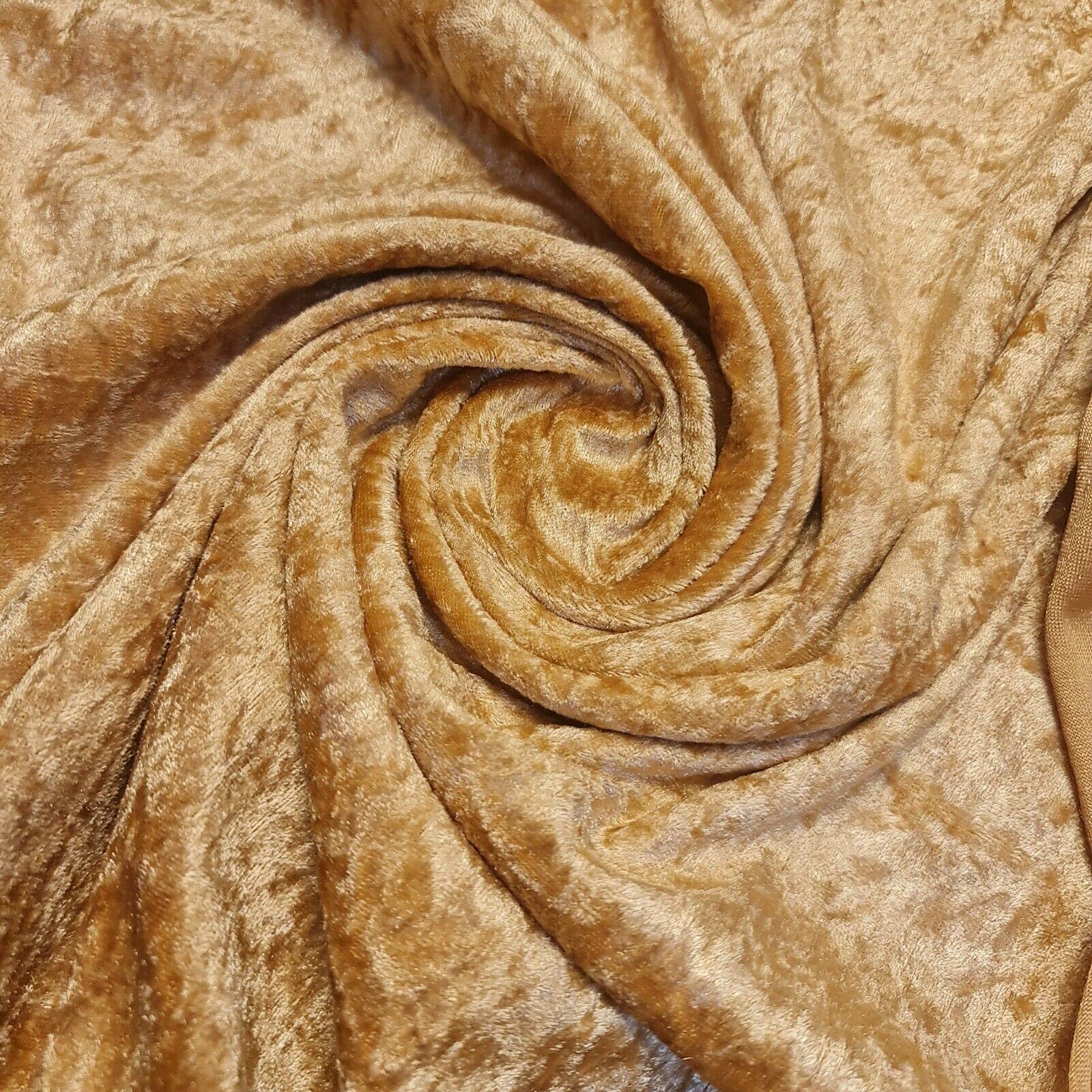 EP Premium Crushed Velvet Fabric Craft Stretch Velour Material Extra Wide - 58'' - 150 cm Wide Sold As Pre - Cut Lengths (Gold), Meter (NJK41)