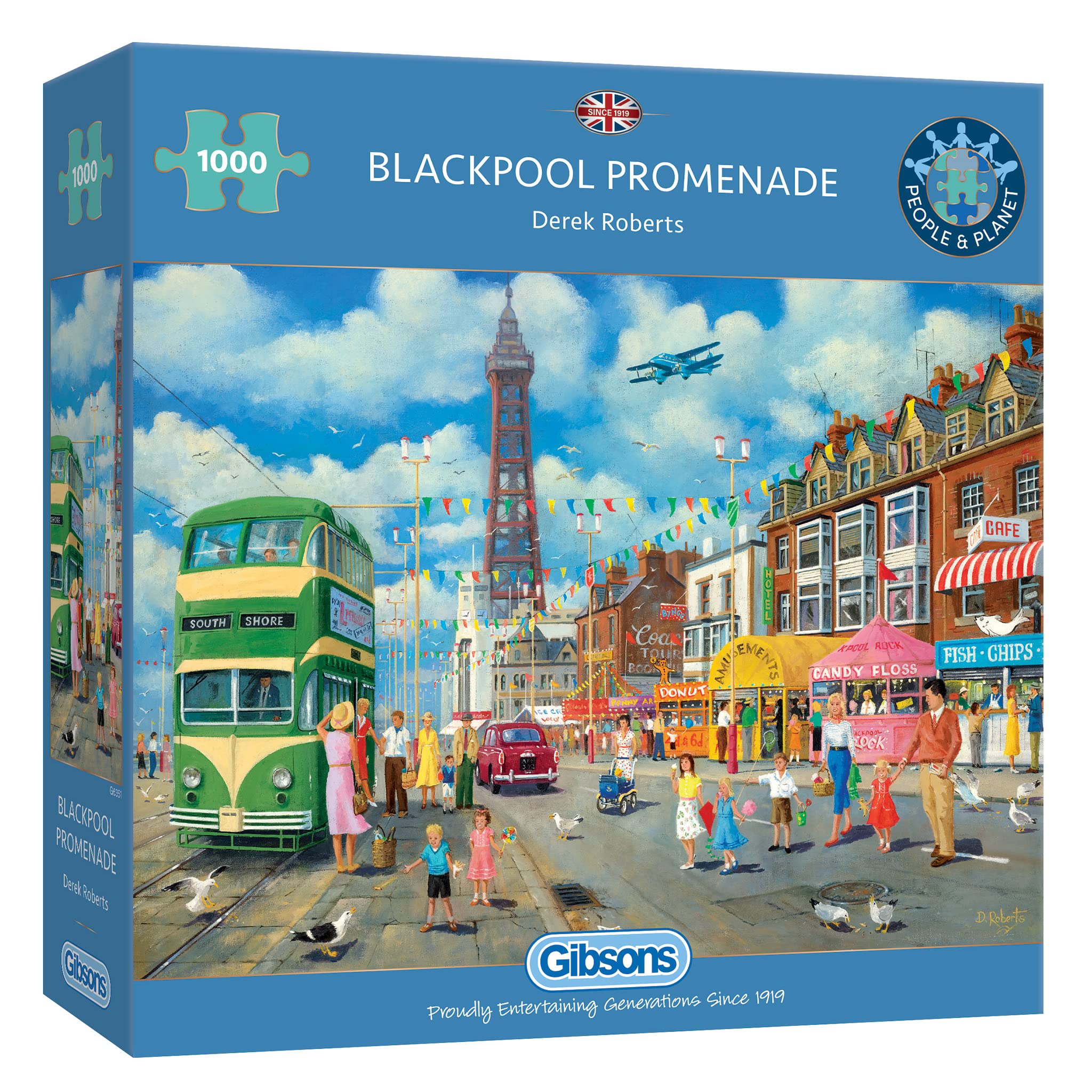 Gibsons Blackpool Promenade 1000 Piece Jigsaw Puzzle for Adults - Nostalgic Holiday Puzzle - Sustainable Jigsaw Puzzle for Adults - Premium 100% Recycled Board - Great Gift — image 1