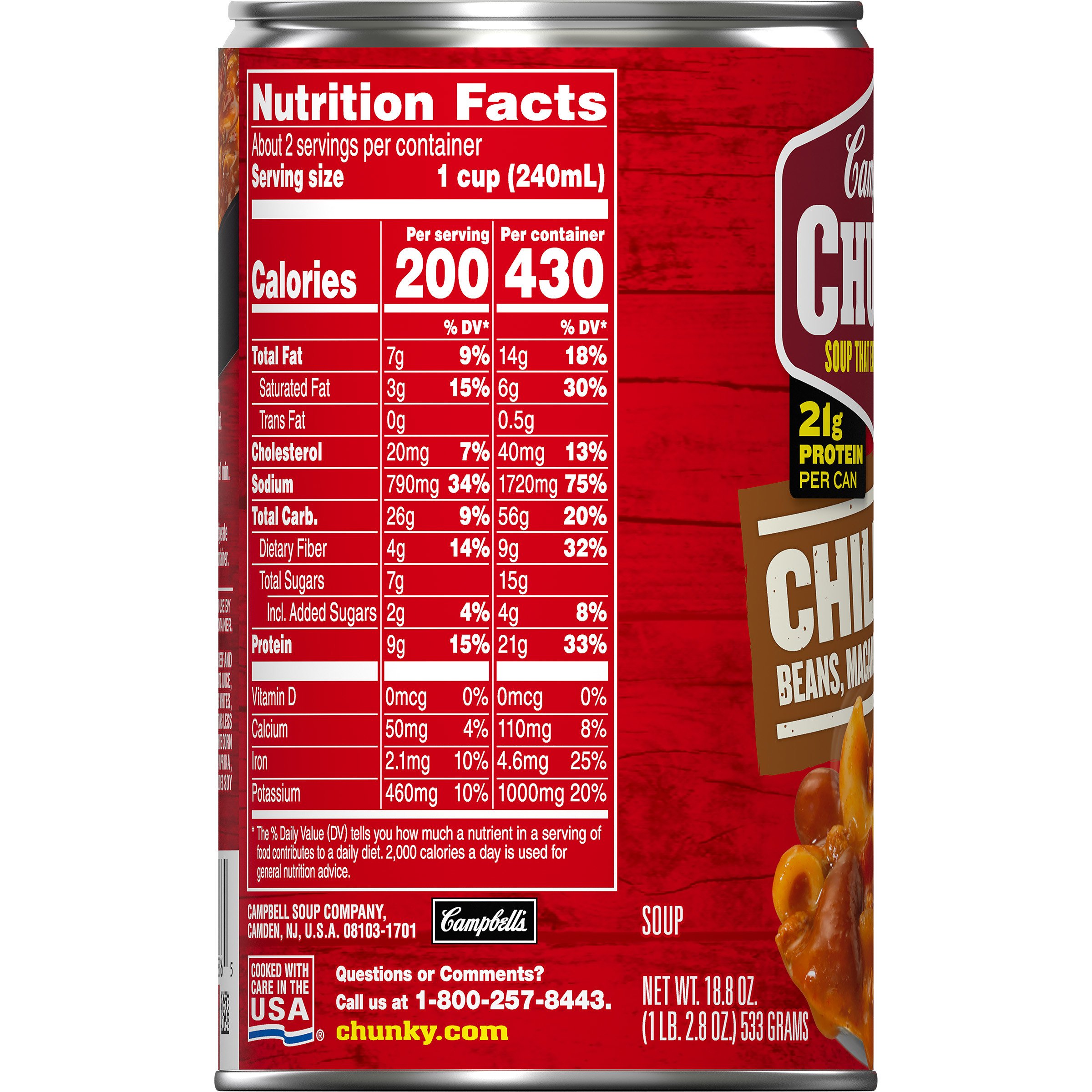 Campbell's Chunky Soup, Chili Mac Soup, 18.8 Ounce Can Buy Online in