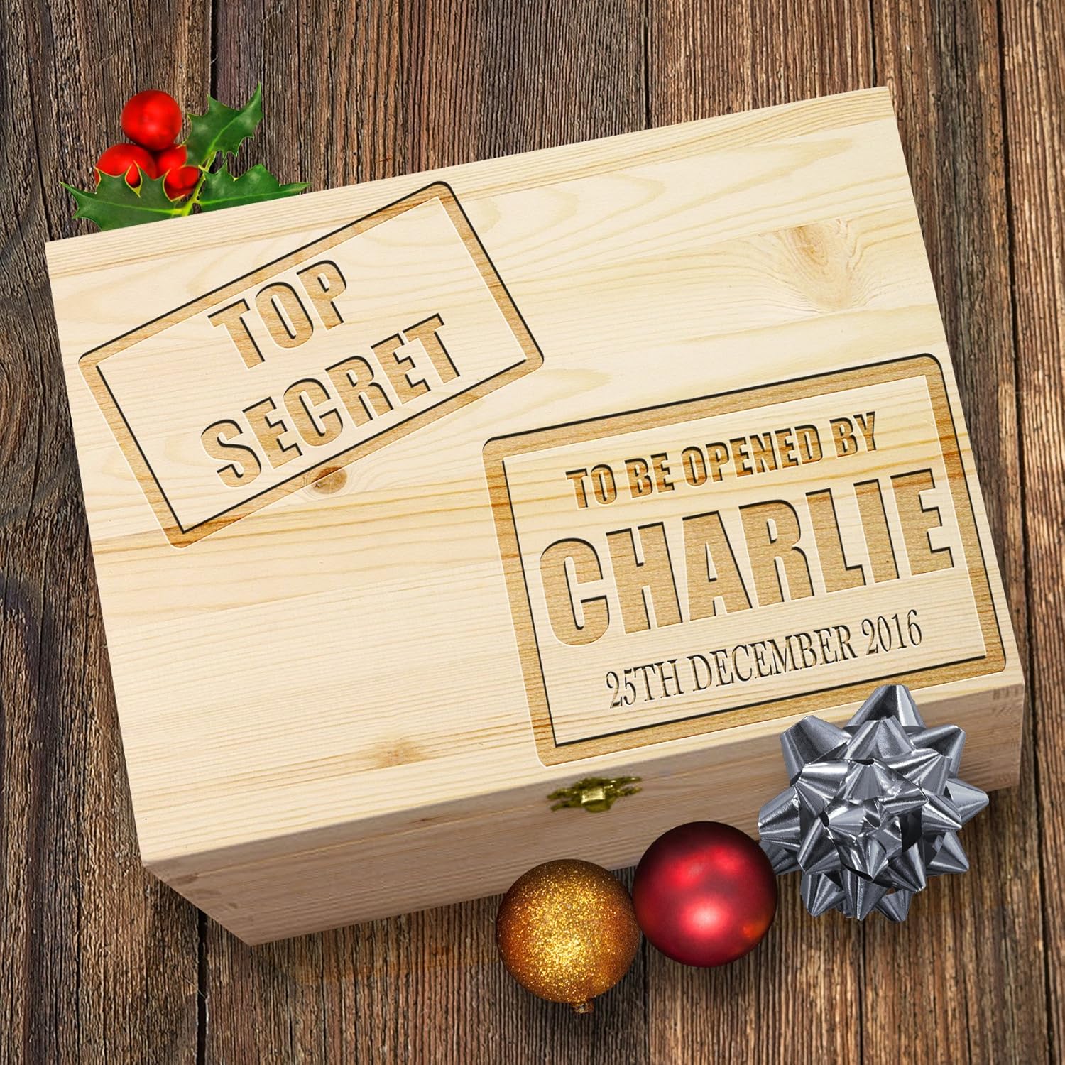 Personalizado Navidad Top Secret Santa presente caja de ...