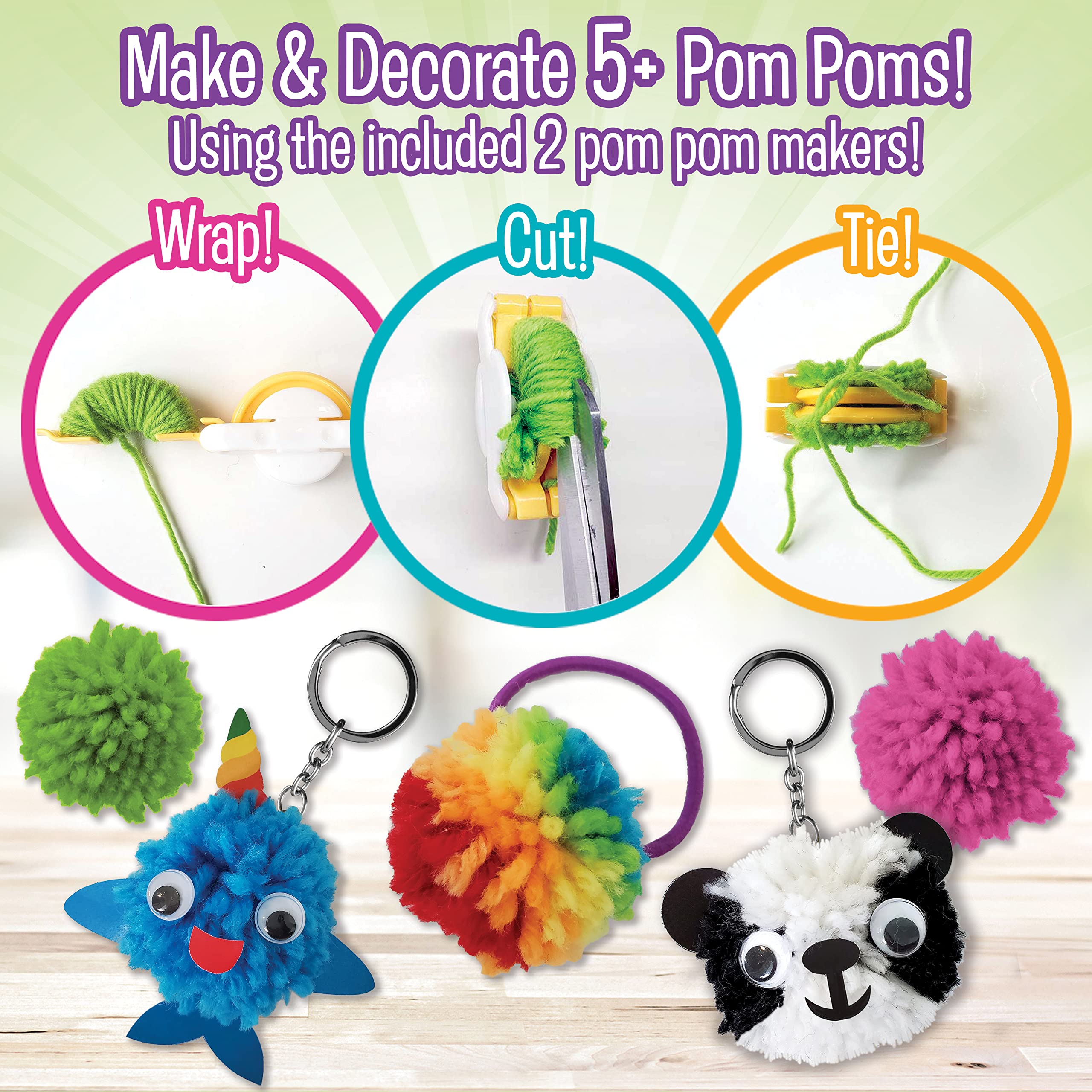 DIY All in One Crochet Knitting Kit for Beginners Starter Arts & Craft Set for Kids Teens Tweens & Adults – How to Learn Make Your Own Yarn Pom Poms – Birthday Gift for Kids Ages 8+