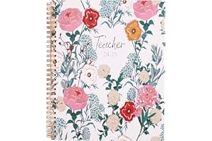 CHAMBOM Teacher Planner 2024-2025 - Weekly and Monthly Teacher Planner 2024-2025 Academic Year, July 2024 - June 2025, 8" x 10", 2024-2025 Teacher Lesson Planner Book with Twin-Wire Binding for Teachers - Floral