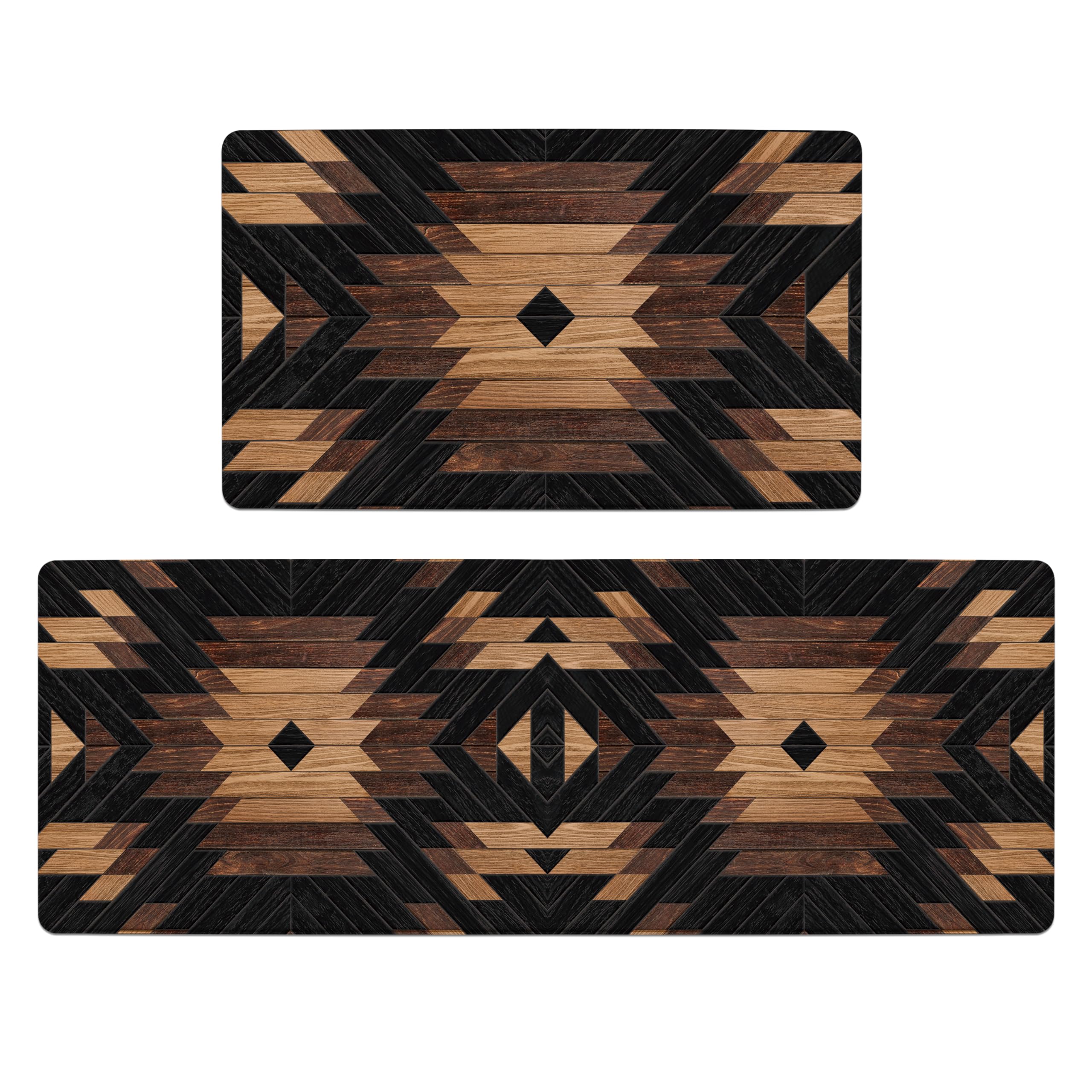 Boho Aztec Kitchen Rugs Sets of 2 Western Kitchen Decor Anti Fatigue ...