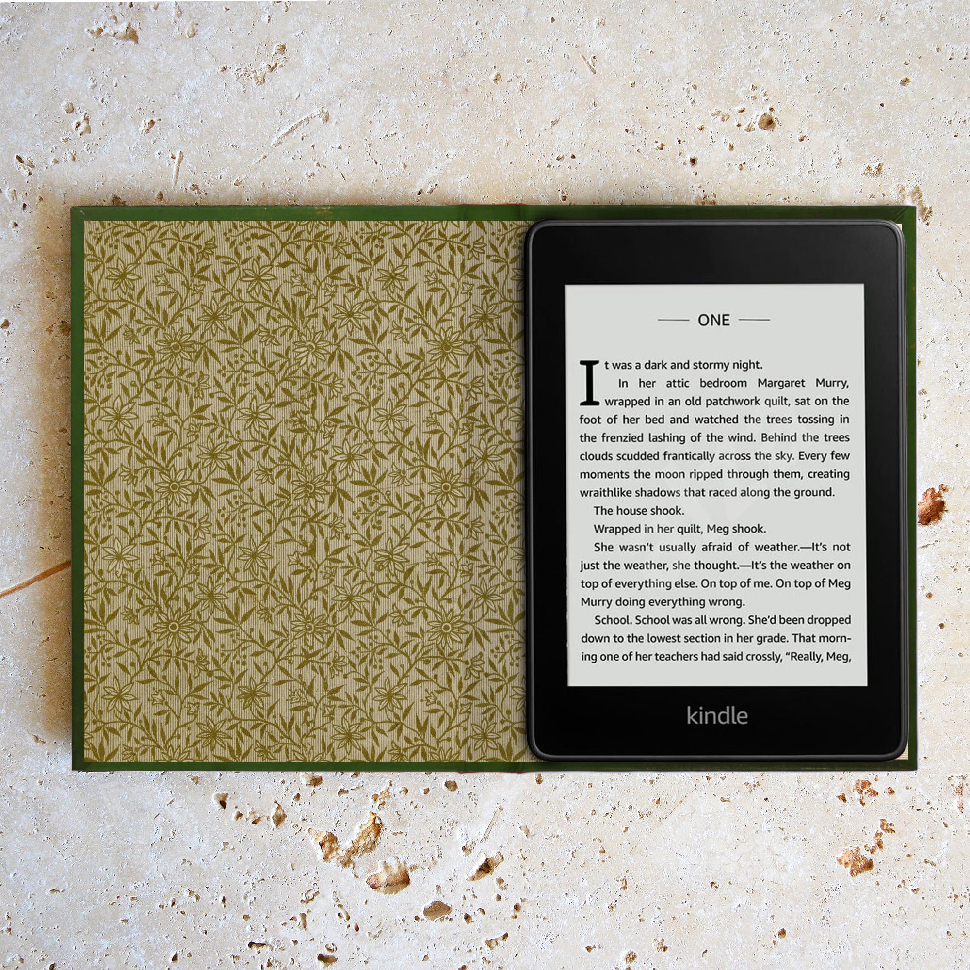 KleverCase Universal Book Cover for eReader Devices with 6 to 6.8 Inch Screen. Works with kobo, Nook, Kindle, Kindle Paperwhite, Sony, storytel and More. (Ornate Green)