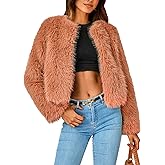 PRETTYGARDEN Women's 2026 Winter Coats Fleece Cropped Jacket Faux Fur Long Sleeve Pockets Shaggy Warm Outerwear Fall Clothes