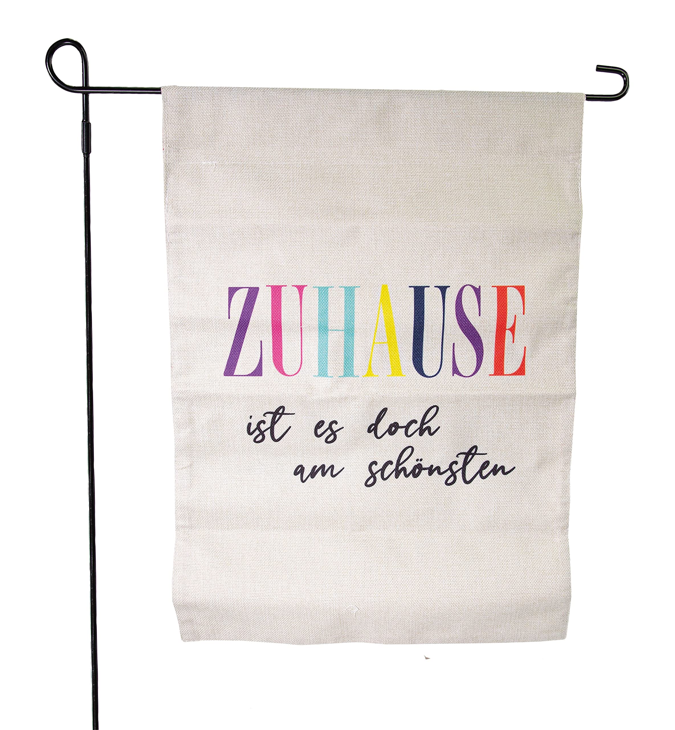 Riffelmacher Garden Flag with Pole, Height 90 cm, Metal Pole with Decorative Sign Made of Linen, Garden Decoration, Decoration for Entrance, Housewarming Gift
