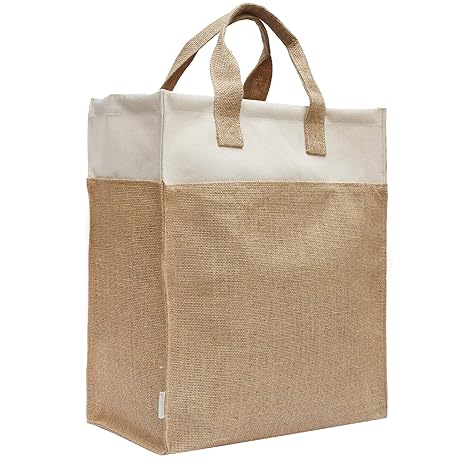 Jutekraft Jute Shopping Bag, Multipurpose Use, Color: Beige, Size: Large (15