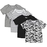 Hanes Baby T-Shirt, Flexy Soft Stretch Shirt, Expandable Shoulder, 4-Pack