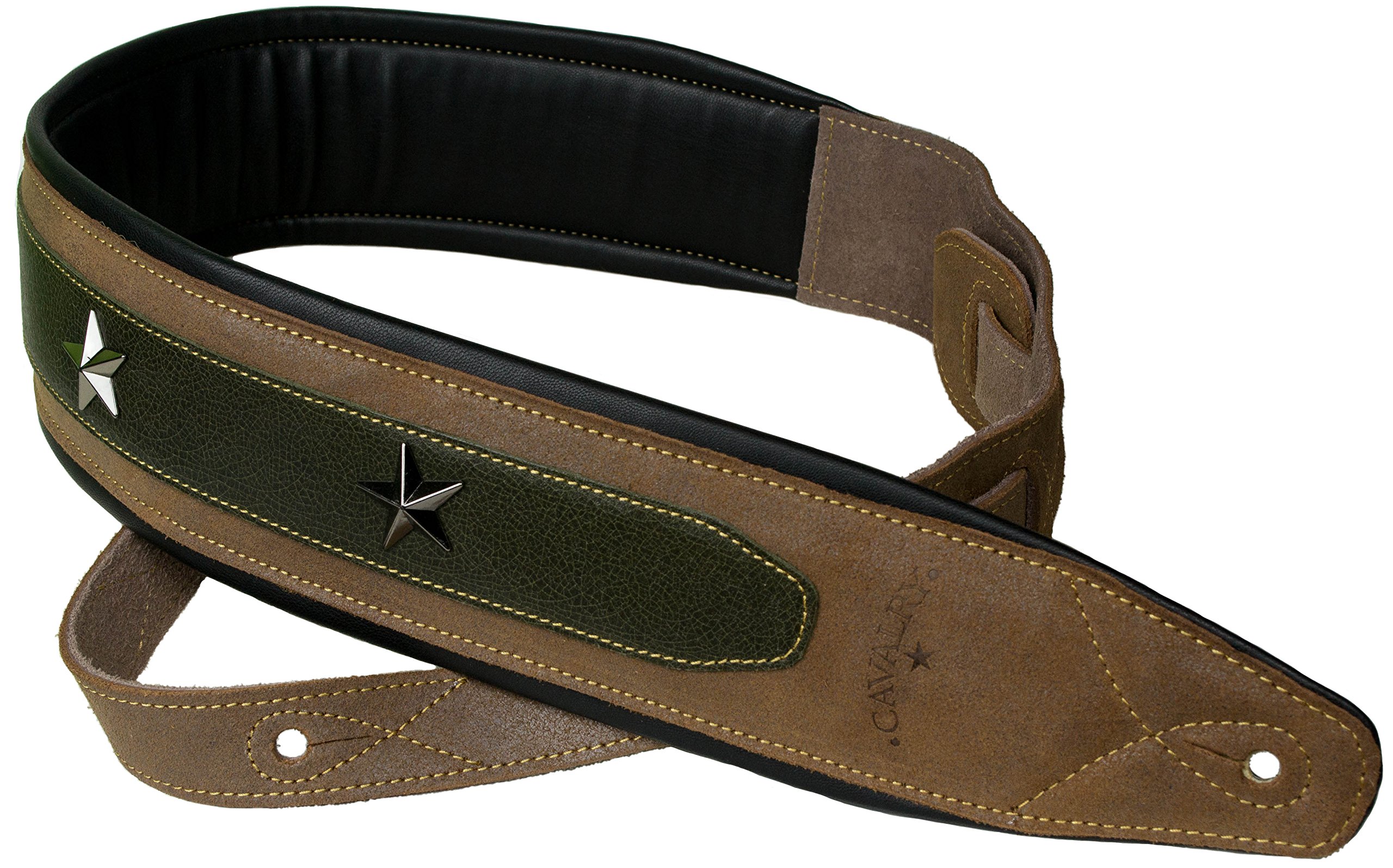 Buy Star Studded Brown Suede Wide Padded Leather Guitar & Bass Strap by