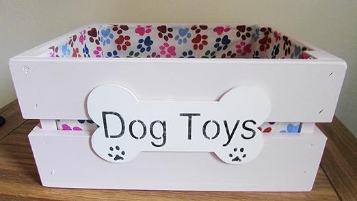 Bois Chien Jouet Pour Animaux Toilettage Friandises Boite De Rangement Bushel Caisse Rose Avec Os De Chien Blanc Amazon Fr Animalerie