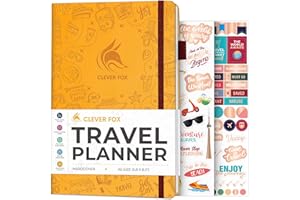 Clever Fox Travel Journal – Vacation & Trip Organizer with Budget Plan, Packing List, Travelling Expense Tracker, A5 (Amber Yellow)