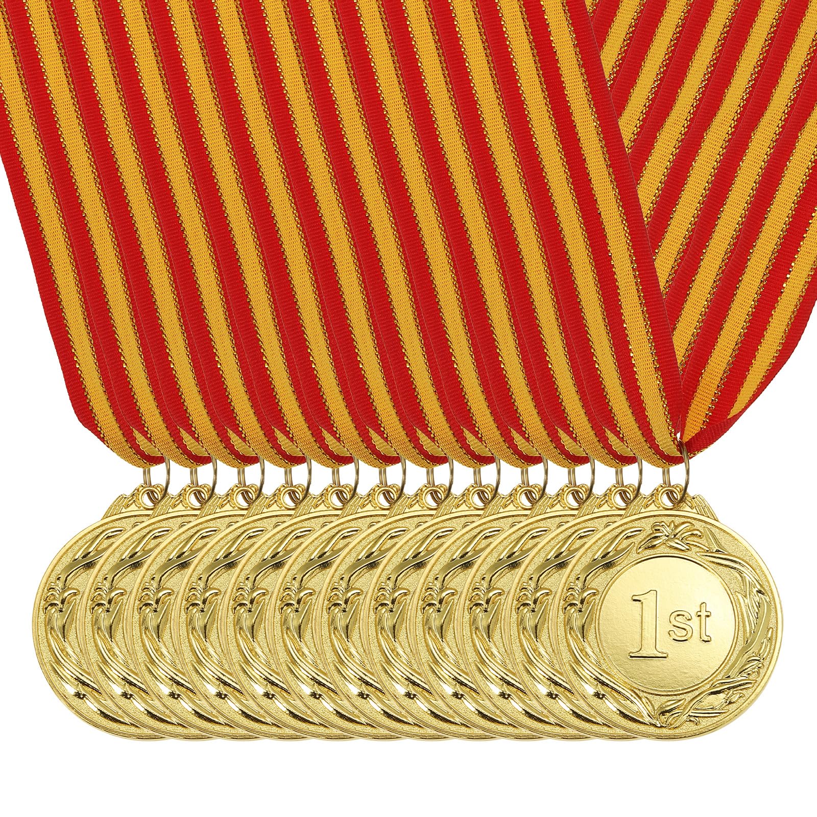 PATIKIL 2 Inch Gold Award Metals, 12 Pieces Winner Award Medals 1st Place Gold Prize with Neck Ribbon for Games Sports Competitions
