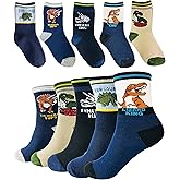 Tiny Captain Boys Dinosaur Socks 4-7 Year Old Best Gift Age 7-10 Boy Cotton Crew Sock 5 Pack Set From 2 Sizes