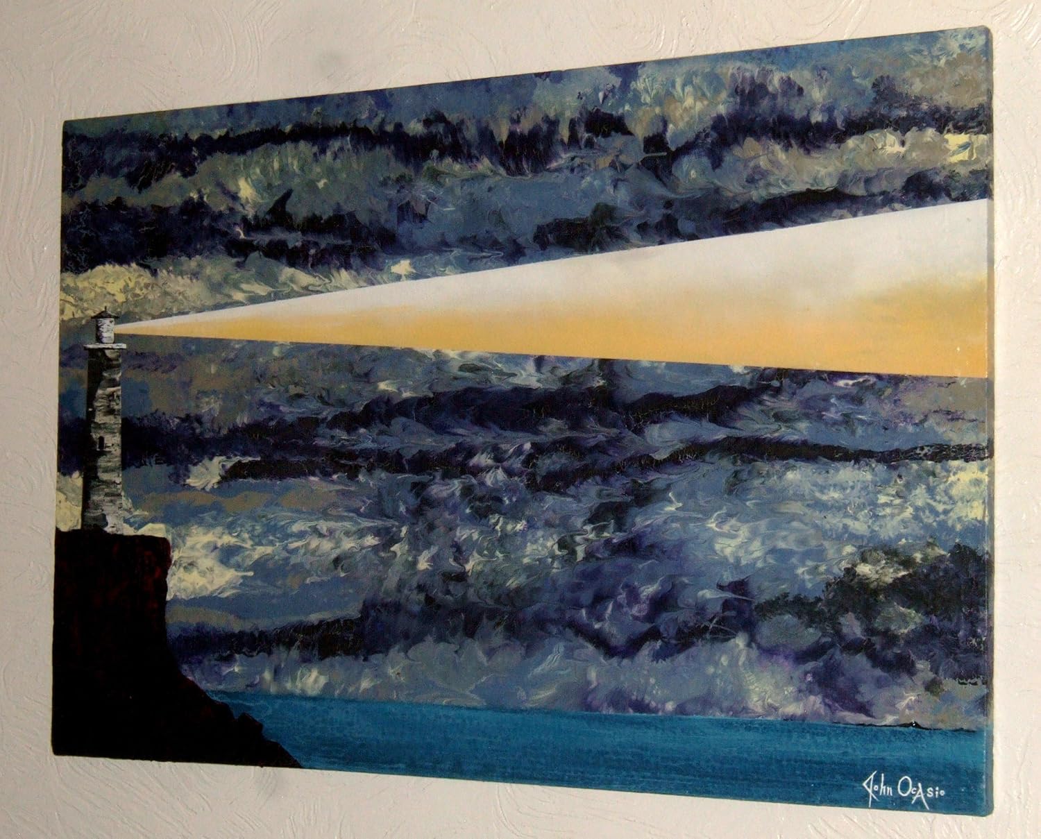 Amazon Com Modern Art Lighthouse Painting Titled Storm Clouds Roll In Other Products Paintings