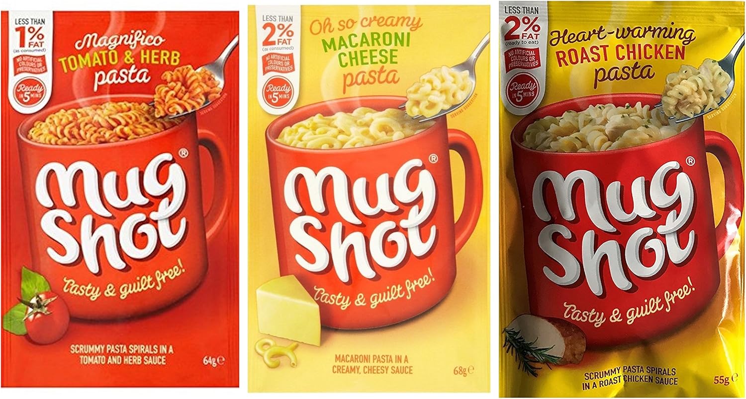 Mug Shot Pasta 6 Pack Bundle. 3 Flavours. 2 of Each Roast Chicken