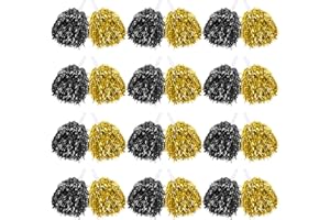 VAIPI 60 Pcs Cheerleading Pom Poms Bulk Cheer Pom Poms Sets Metallic Foil Fun Spirited Cheer Pom Poms with Plastic Handles, Cheerleader Pompoms for Kids Adults Sports Match Cheering Squad