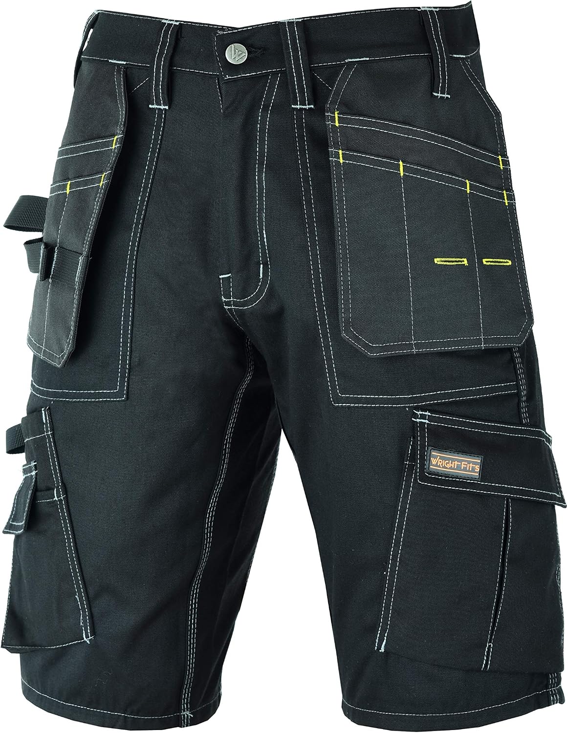 WrightFits Pro Builder Work Shorts Men, Black, Heavy Duty Safety Combat Cargo Summer Shorts, Multi Holster Pockets - Image 3