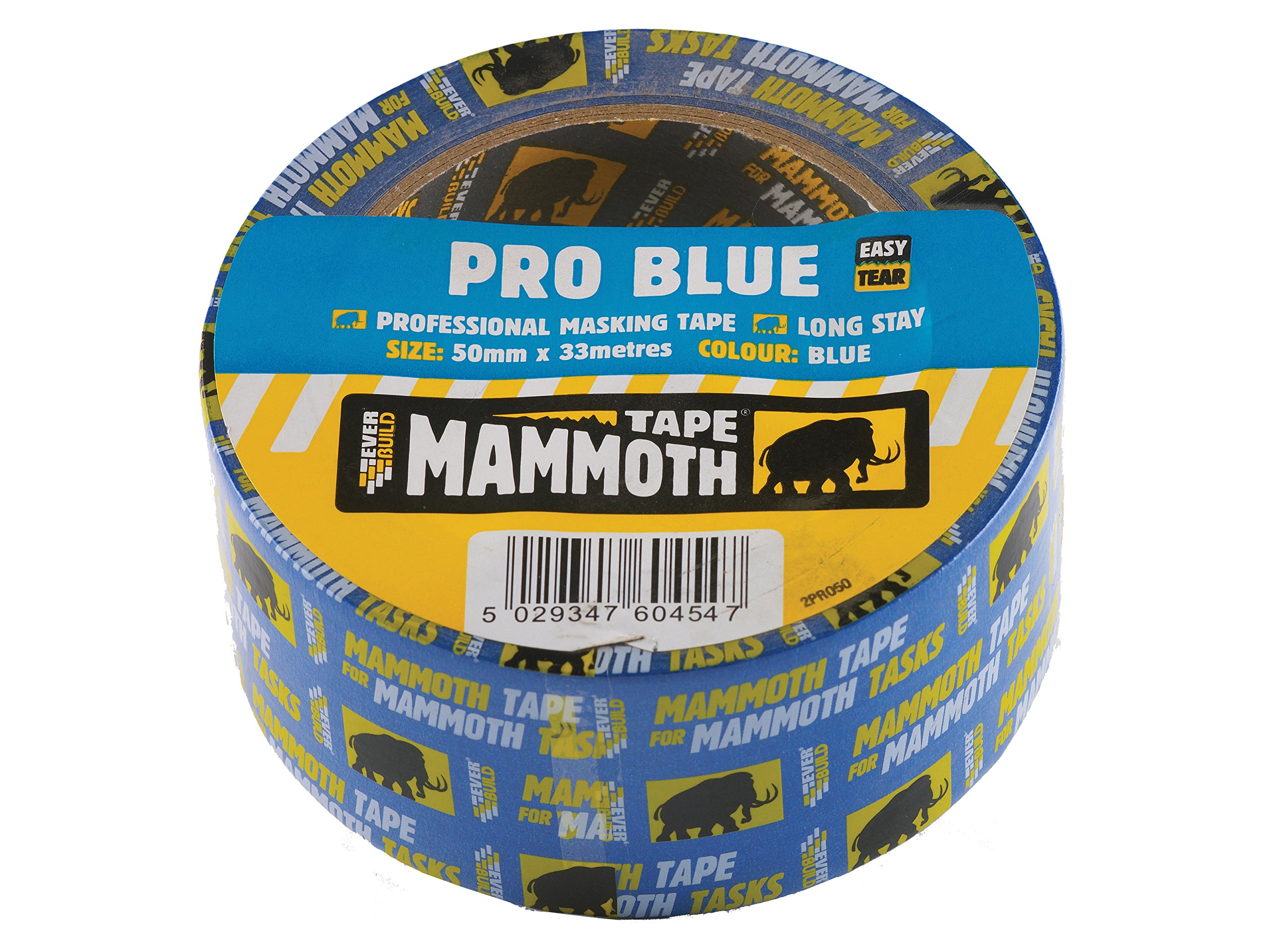 Everbuild Mammoth Pro Blue Masking Tape – Easy Tear – High Heat Resistance – UV Resistant – Blue –50mm x 33m Roll