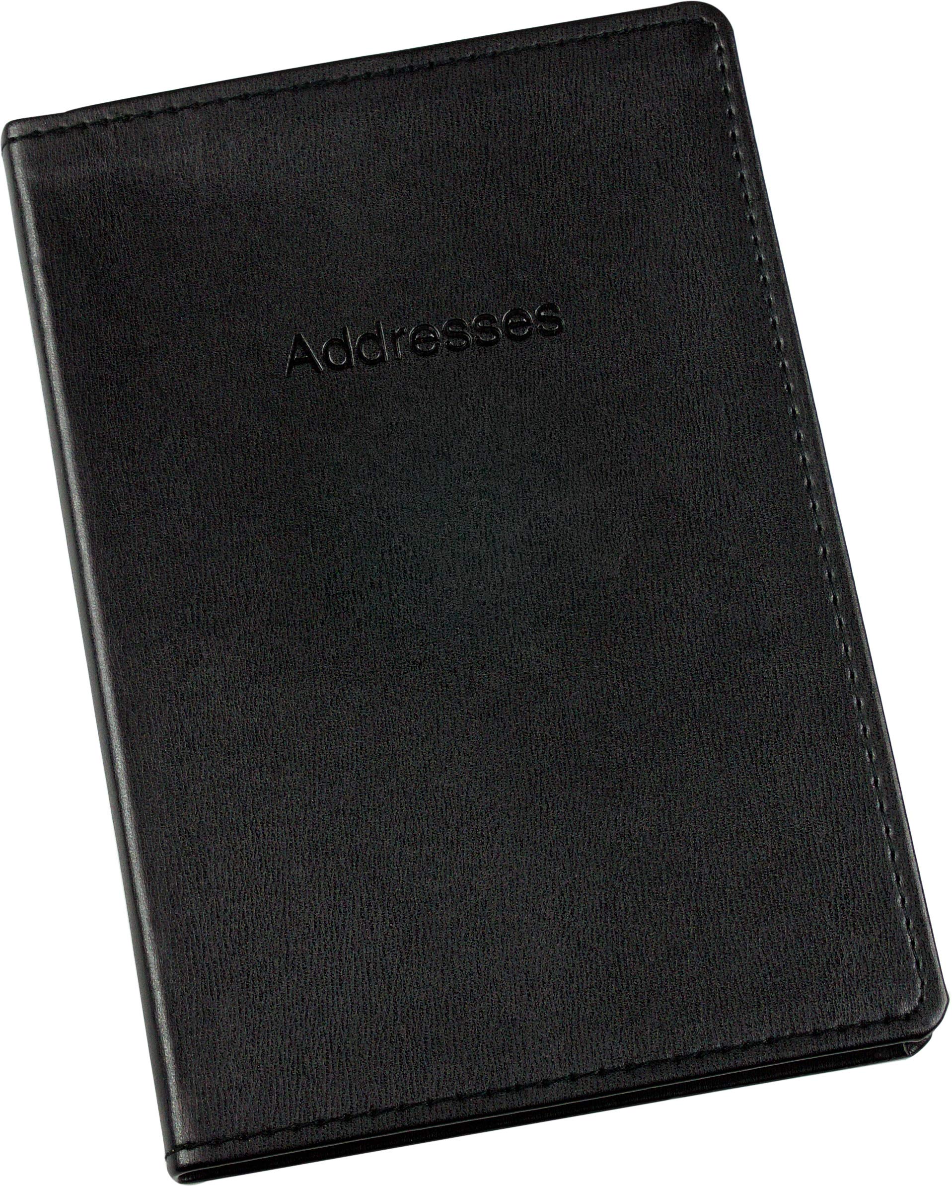 Esposti Large Address Book | 360 Spaces | Address Books with Alphabetical Index | Notes, Special Occasion & Dates sections | Soft Faux Leather Stitched Cover | Black | 131 x 196 mm