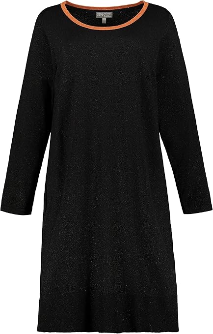 Ulla Popken Damen große Größen Strickkleid, Glitzer-Effekt, Volantsaum