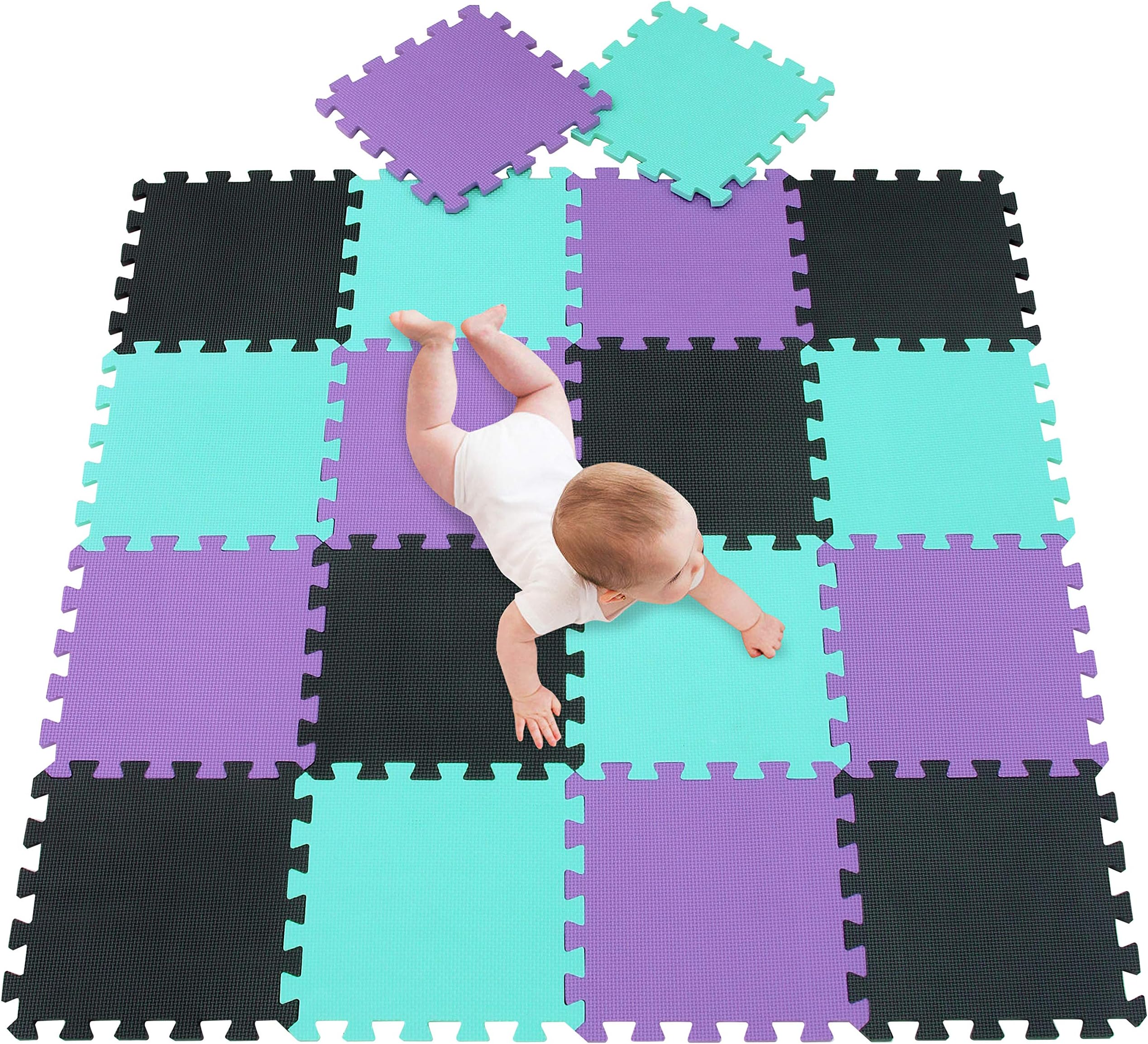 Baby Play Mat | Thick (0.4") Interlocking Foam Floor Tiles | Crawling Mat for Playroom & Nursery | Neutral Color for Infants, Toddlers & Kids meiqicool 104108111