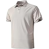 KAOKLRNI Men's Active Polo Shirt Quick Dry Performance Short Sleeve Tactical Golf Shirt