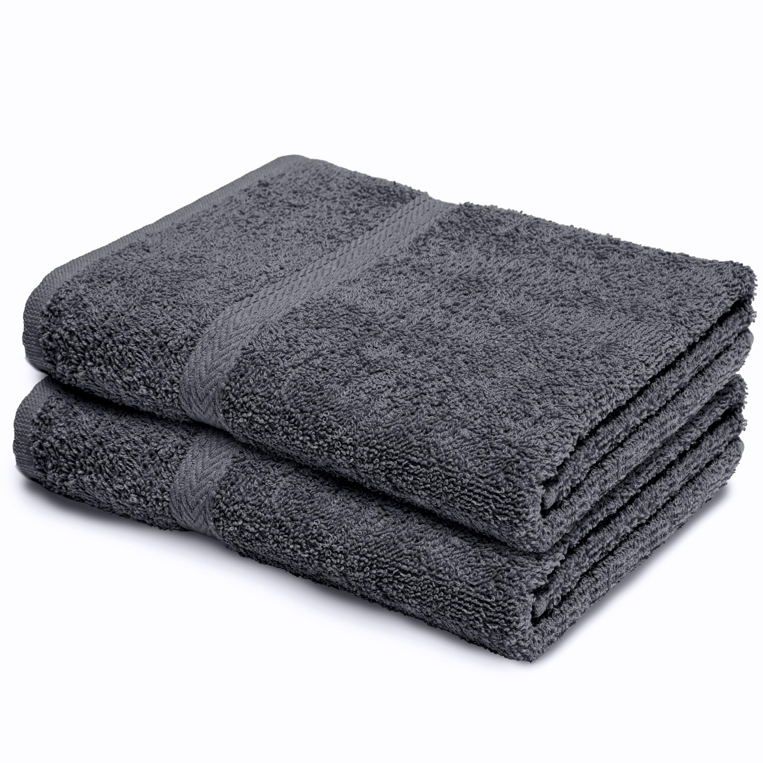 Makooz Bathroom and Kitchen 2 Pc Hand Towels Pack - 500 GSM Natural 100% Egyptian Cotton -Quick Dry and Absorbent - Fast Drying Soft and Luxurious Bath Hand Towel Set (Grey, 50x80 CM)
