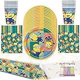 Despicable Me Party Supplies Pack for 16 Guests | Officially Licensed | Dessert Plates, Napkins, Cups, and Table Cover Includes Birthday Candles | Fun for Themed Parties, Birthdays & Celebrations