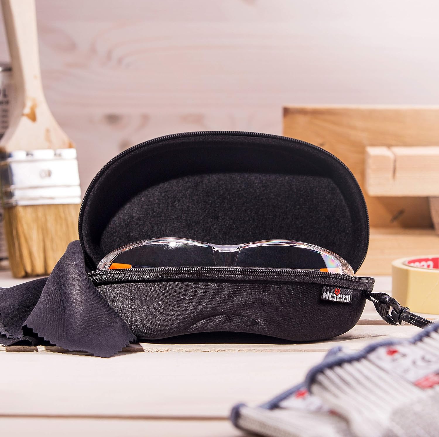 NoCry Glasses Case Hard Shell with Velvet Lining, Reinforced Zipper & Belt Clip - Image 4