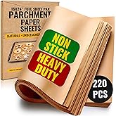 [220 Sheets] Full Sheet Pan 16 x 24 Inch Parchment Paper Baking Sheets by Baker’s Signature | Precut Silicone Coated & Unbleached – Will Not Curl or Burn – Non-Toxic & Comes in Convenient Packaging