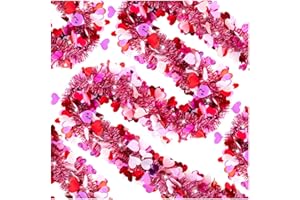 KVCSYAW 6 PCS Valentine's Day Tinsel Garland, 39.4 ft Heart Metallic Fringe Garlands Valentine's Day Hanging Garland Decorations for for Valentine Party Wedding New Years Home Indoor Outdoor (Red Pink White)
