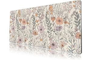MECHANICAL CATTLE Floral Desk Mat Cute Wildflowers Large Mouse Pad Extended Plant Gaming Mousepad XL Keyboard Mouse Mat Nature Botanical Aesthetic Desk Pad 31.5"x11.8" for Work Office Desk Decor Gifts
