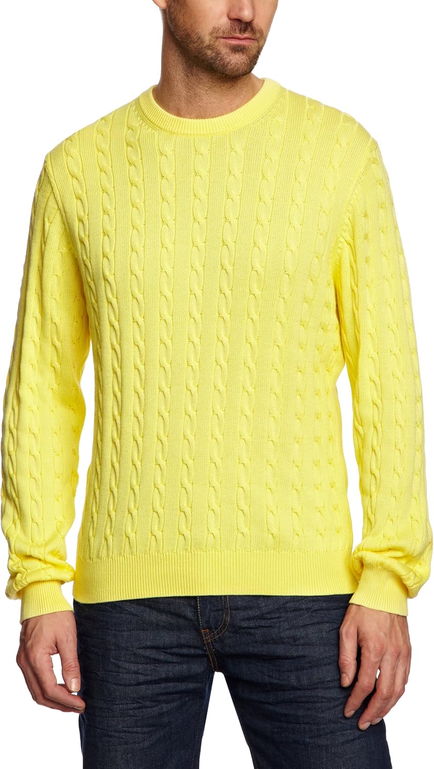 Brooks Brothers Long Sleeve Cable Crew Neck Pullover Men's Jumper Amazon.co.uk Clothing
