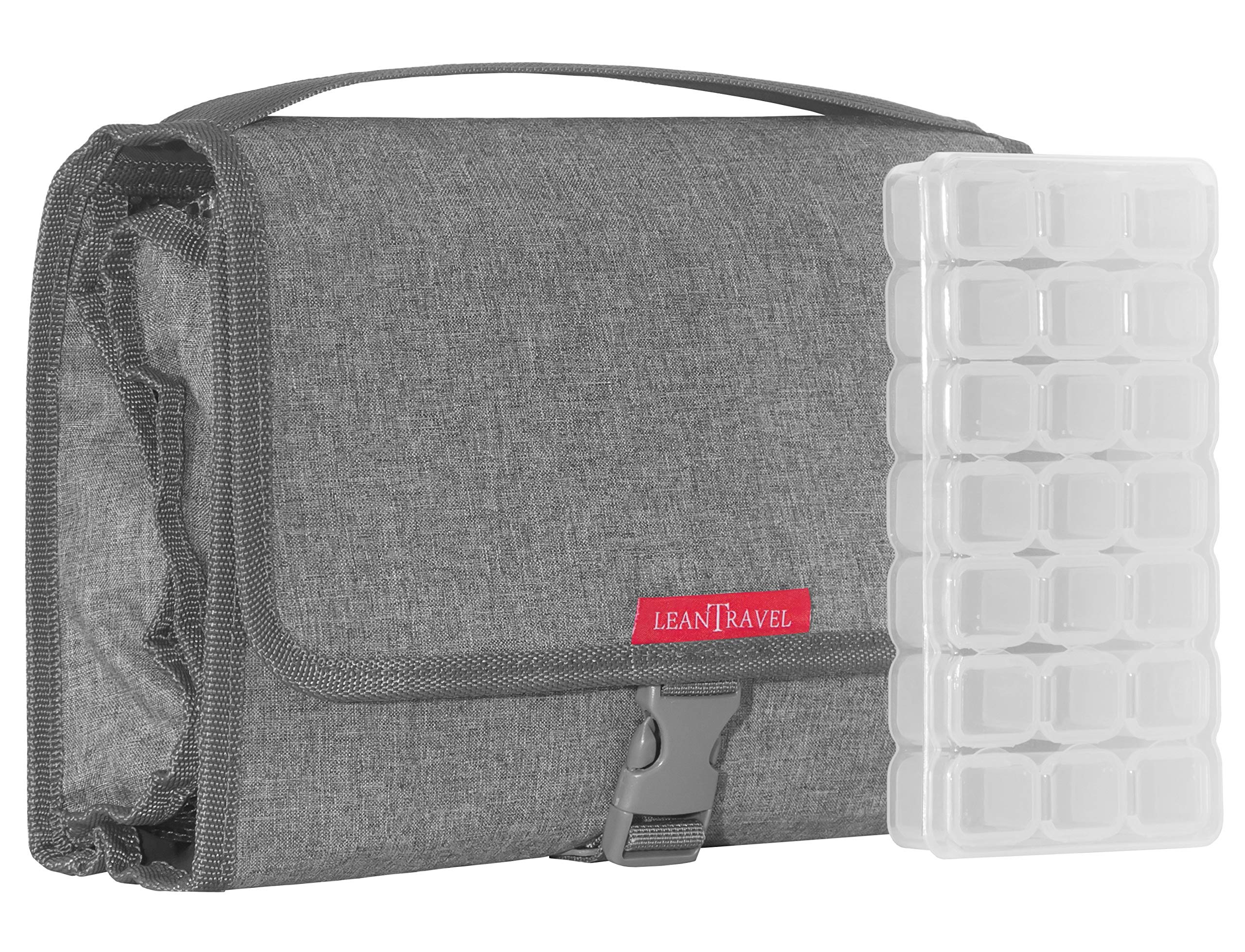 LeanTravel Hanging Toiletry Bag for Travel w/ 5 Pockets & Water Resistant Interior Lining