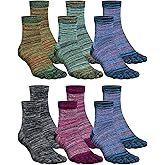Fourluoo Women Toe Socks Cotton Crew Breathable Socks with Toes for Women Men Athletic Running