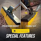TDBS Heavy Duty Garden Broom 16" Stiff Bristles Stainless Handle view 3