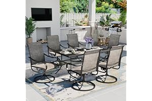 Sophia & William Patio Dining Set 7 Pieces Outdoor Patio Set for 6, Swivel Chairs Textilene and Metal Dining Table Patio Furniture All Weather for Lawn Garden Backyard Pool