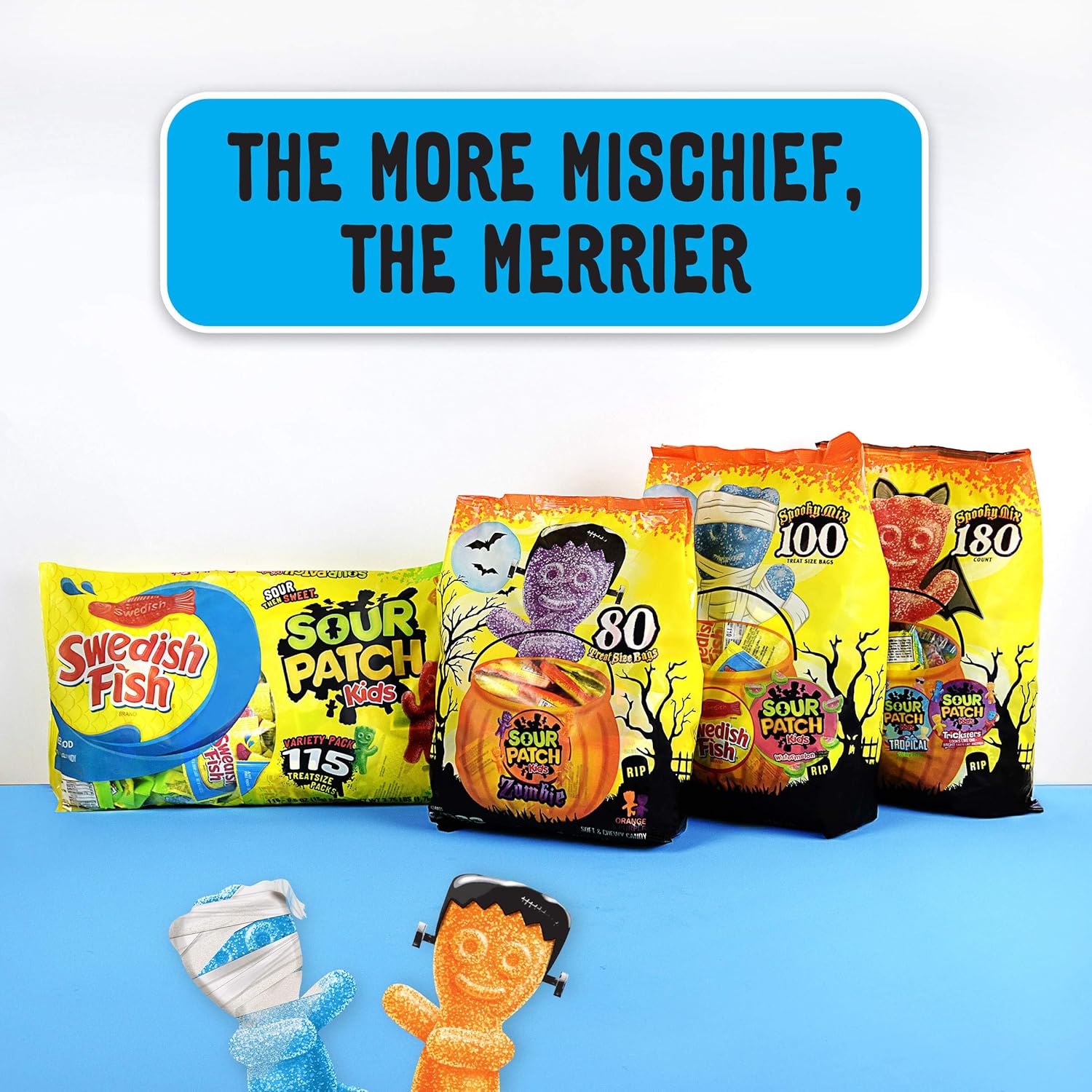 SOUR PATCH KIDS Candy and SWEDISH FISH Candy Halloween Candy Variety Pack, 1 - 115 Trick or Treat Snack Packs : Grocery & Gourmet Food