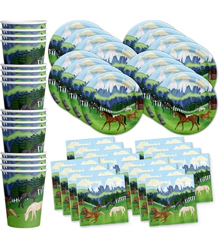 Wild Horses Birthday Party Supplies Pack – Horse & Pony Themed Plates & Napkins For 16 Guests - View #12