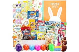 SARAH'S CANDY FACTORY Easter Snack Yellow Box (42 Count) Filled with Snacks, Cookies, Peelable Gummies, Marshmallow Gummies, Bunny and More, Great Package for Family, Friends, Boys and Girls