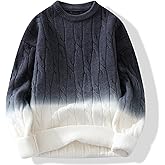 GURUNVANI Unisex Gradient Knit Sweater Crewneck Loose Fit Twist Texture Pullover