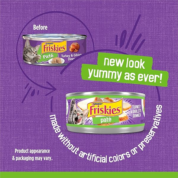 PURINA FRISKIES WET CAT FOOD PATE TURKEY AND GIBLETS DINNER – (PACK OF 24) 5.5 OZ. CANS