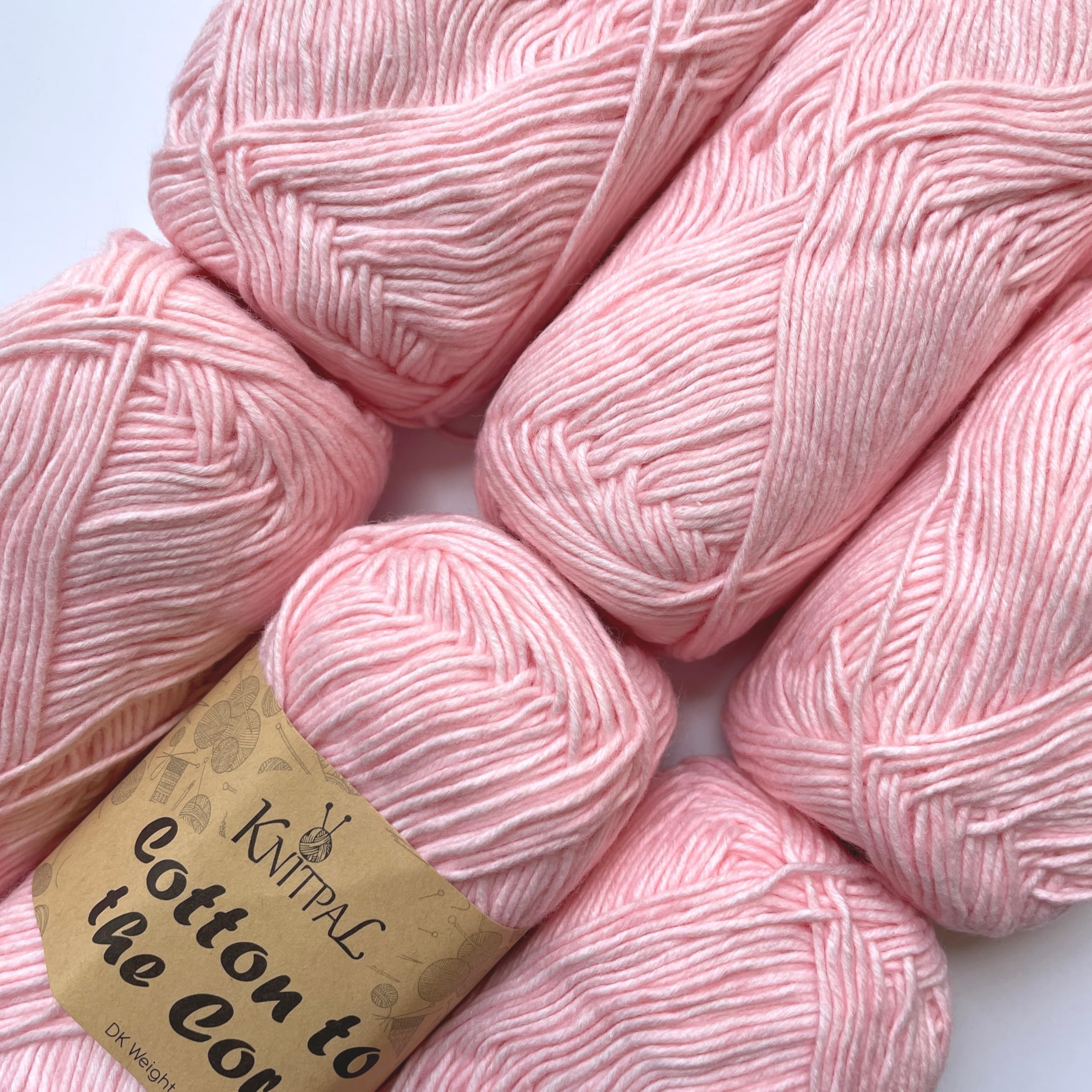 Cotton to The Core Knit & Crochet Yarn, Soft for Babies, 6 skeins, 780 metres/300 Grams, DK Light Worsted Gauge 3, Machine Wash (Blush Pink) — image 1