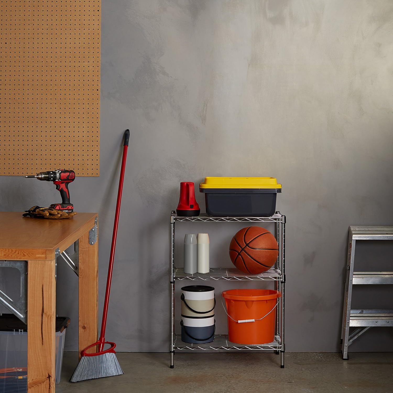 Basics 3-Shelf Adjustable, Heavy Duty Storage Shelving Unit (250 lbs loading capacity per shelf), Steel Organizer Wire Rack, Chrome (23.3L x 13.4W x 30H): Home & Kitchen