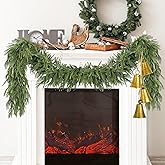 Sggvecsy 6.4Ft Christmas Norfolk Pine Garland Artificial Christmas Garland Real Touch Artificial Pine Greenery for Table Wall Mantle Indoor Fireplace Home Holiday Winter Decoration