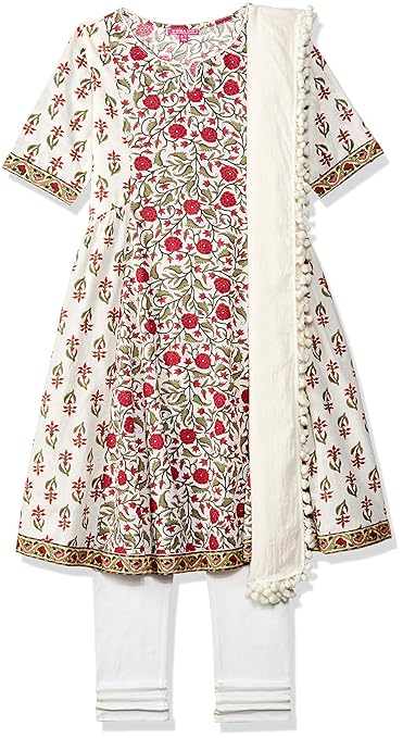 Girl's Cotton a-line Salwar Suit Set