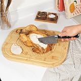 Salter Bamboo Chopping Board 40x30cm Carving Surface Meat Rest Textured Spikes view 3