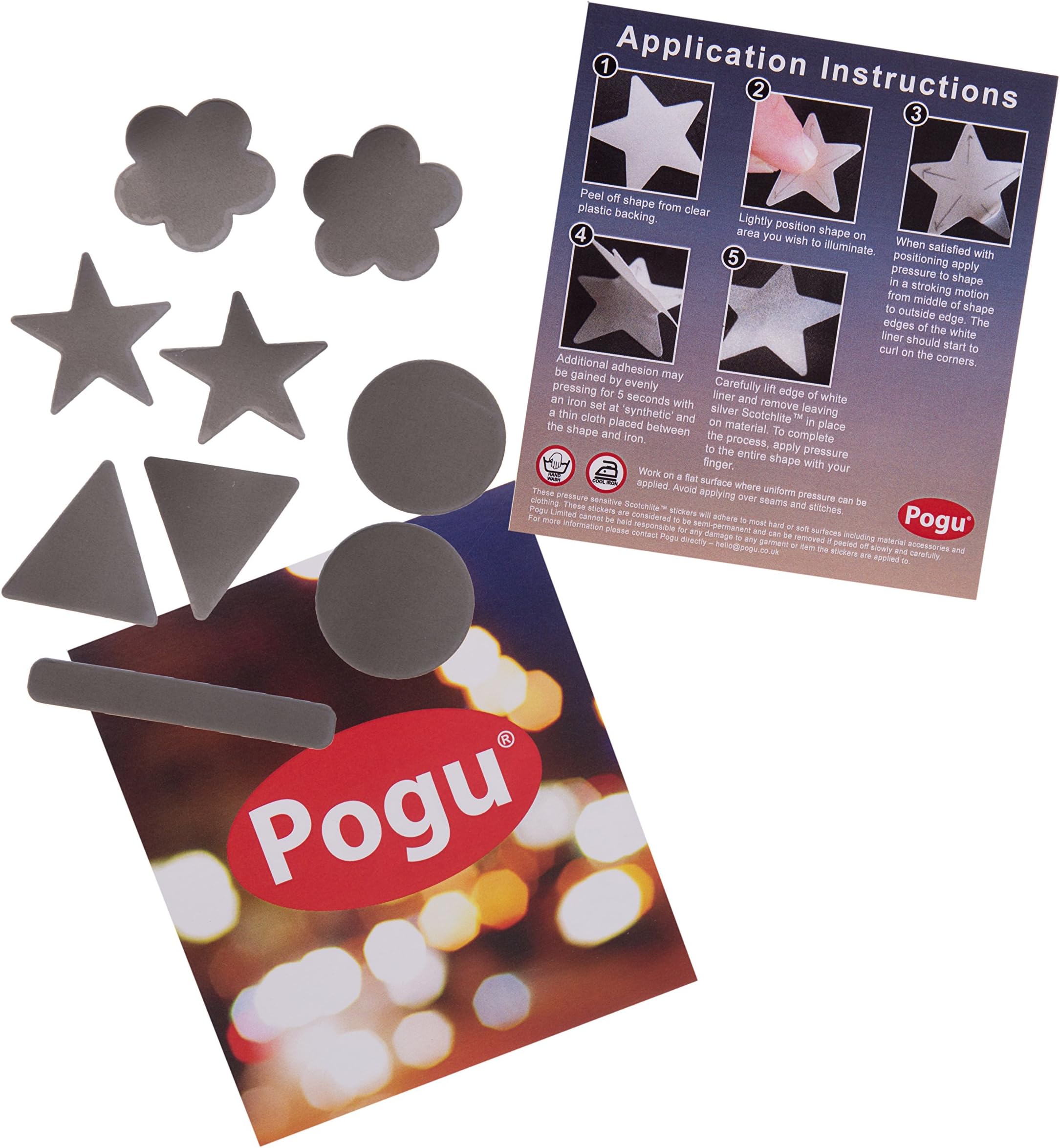 Pogu 3M Scotchlite - Reflective Textile Sticker Pack - Self-Adhesive and Iron-On - Horse Riding, Equestrian, Blanket, Helmets