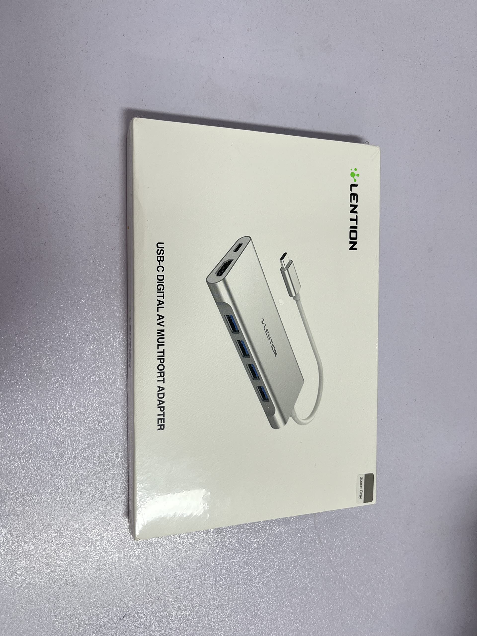 LENTION USB-C Multi-Port Hub with 4K HDMI Output, 100W PD, 4 USB 3.0 5Gbps Compatible 2024-2016 MacBook Pro, New Mac Air & Surface, Chromebook, iPhone 15, More, Stable Driver Adapter (C35, Space Gray)